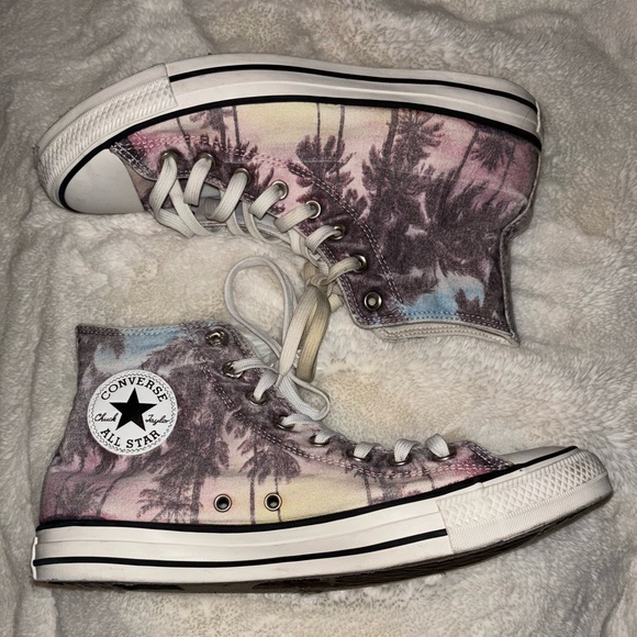 Converse Chuck Taylor All Star High Top Shoes Faded Sunset Palm Tree Print 12 - Picture 7 of 10